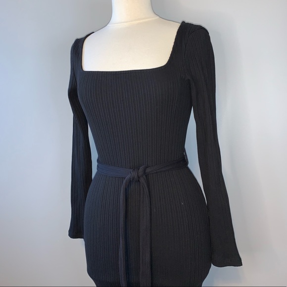 TopShop NWOT Ribbed Midi Dress In Black, Sz 8 - Picture 9 of 13